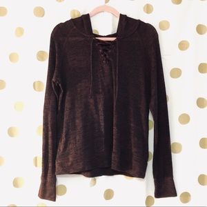 Aeropostale Lace-Up Hooded Sweater Top Wmns Large